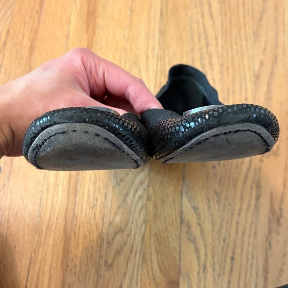 Tory Burch Caroline Plated Snake Skin Flats
